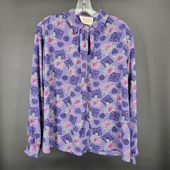 Vint Pendleton Blouse Womens 14 Long Sleeve Country Sophisticates 90s Secretary - Picture 1 of 11